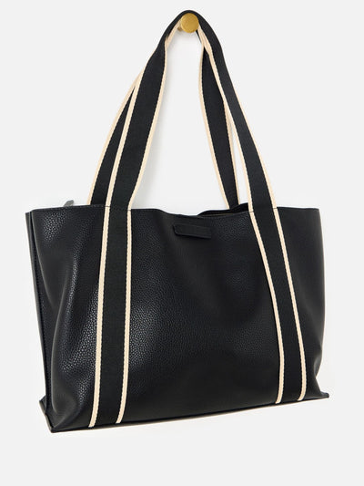 Next Oliver Bonas Emma Monochrome Strap Black Tote Bag- Buy online at McGrocer