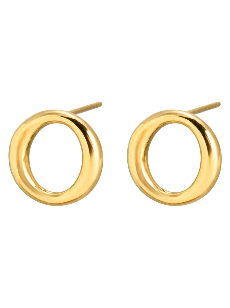 Oliver Bonas gold tone waterproof circle stud earrings (British brand)