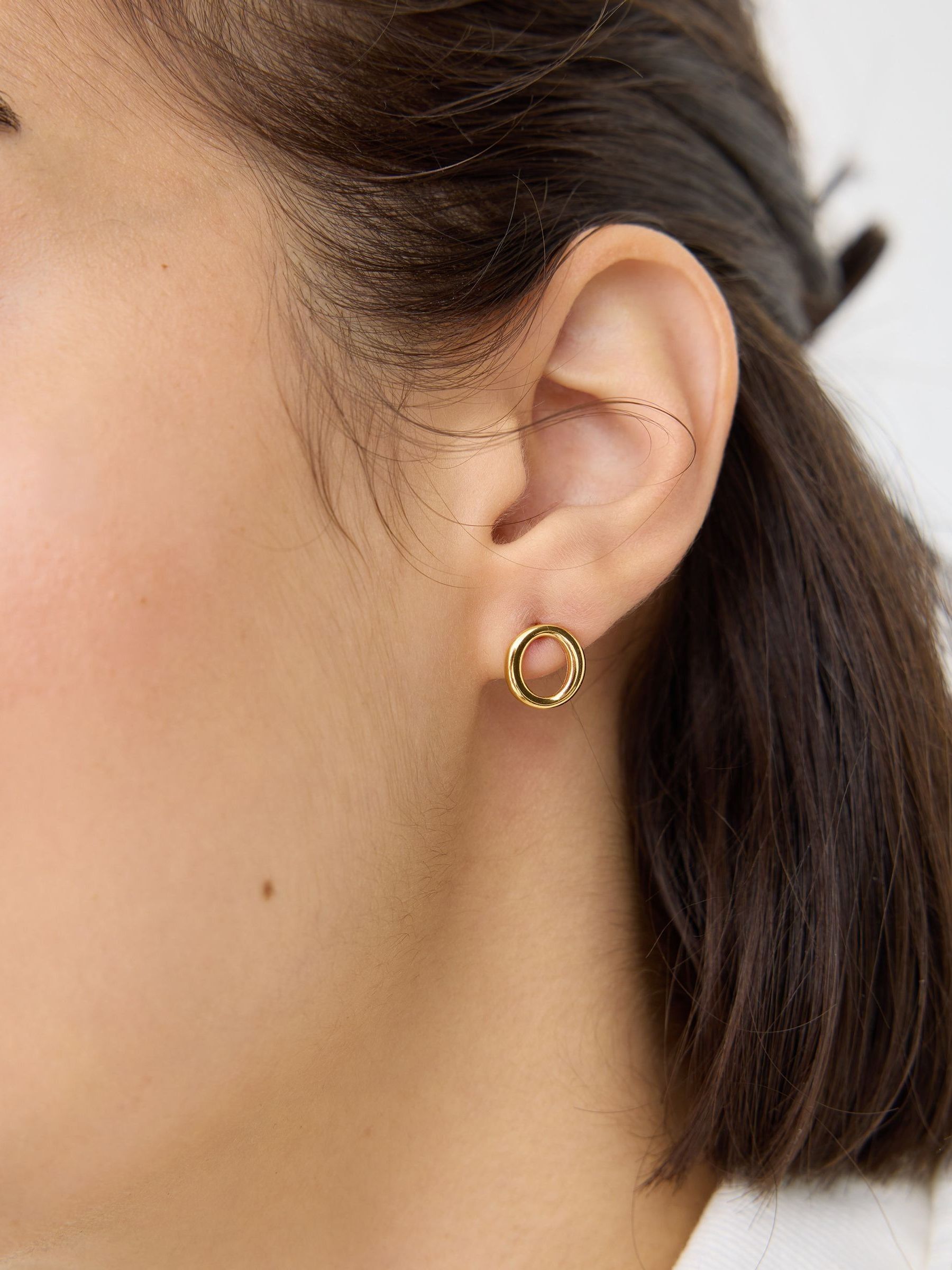 Oliver Bonas gold tone waterproof circle stud earrings (British brand)