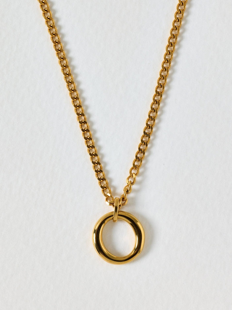 Oliver Bonas gold tone waterproof circle pendant necklace - British product