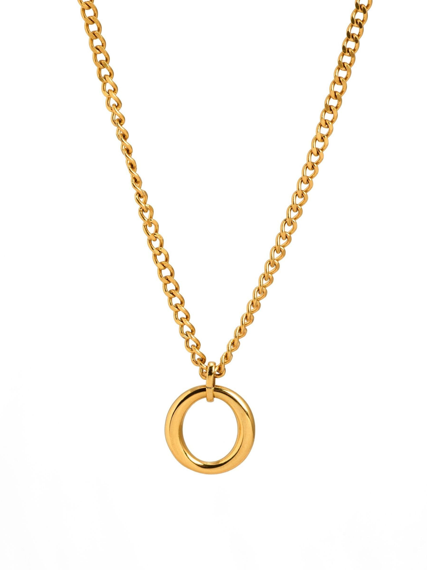 Oliver Bonas gold tone waterproof circle pendant necklace - British product