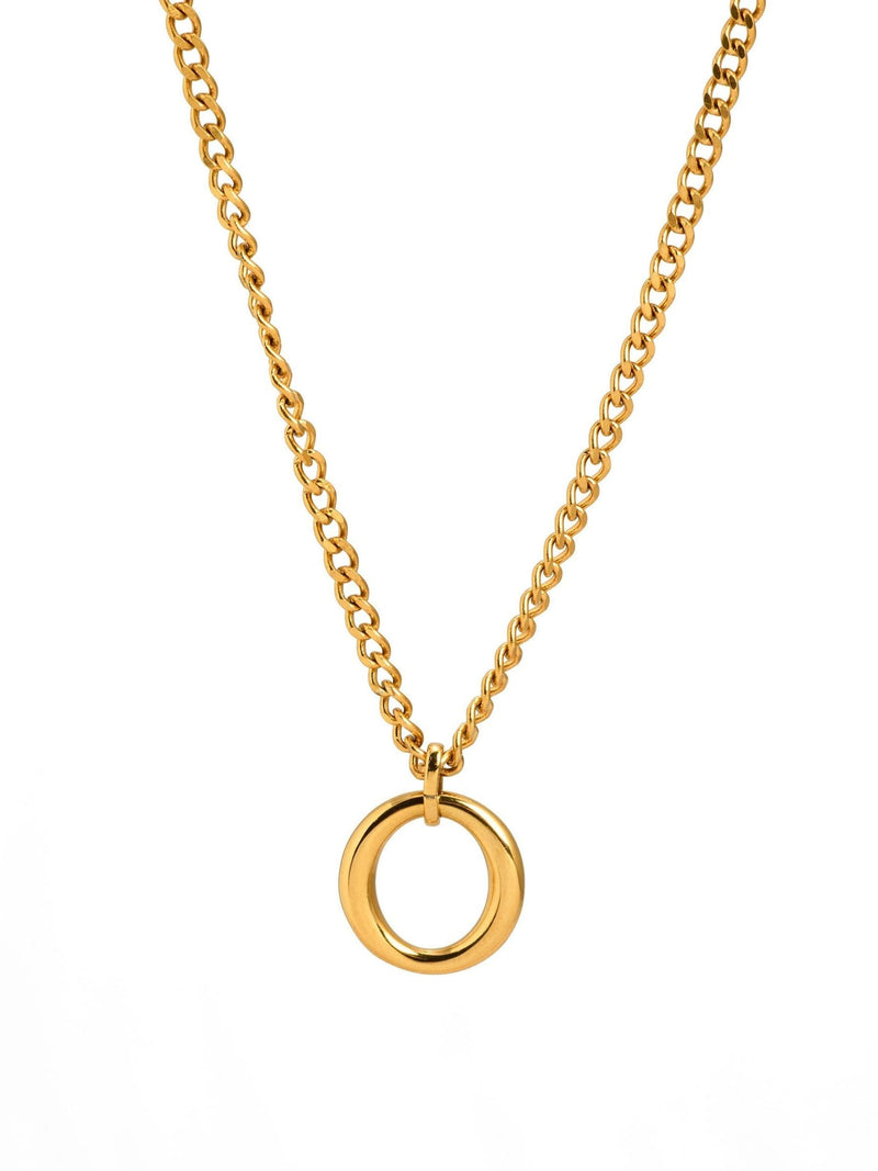 Oliver Bonas gold tone waterproof circle pendant necklace - British product