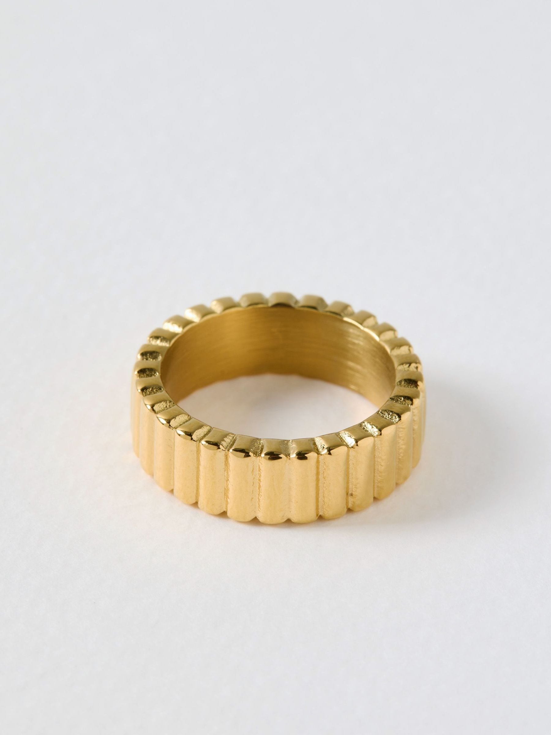 Oliver Bonas Gold Leoni waterproof curved edge ring (British brand)