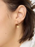 Oliver Bonas gold hoop earrings etched heart charm (British brand)