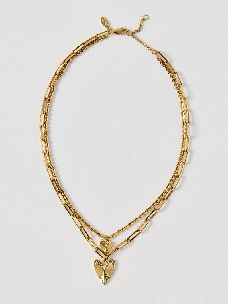 Oliver Bonas Gold Melony pendant necklace triple row (British brand)