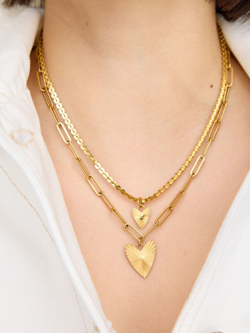 Oliver Bonas Gold Melony pendant necklace triple row (British brand)