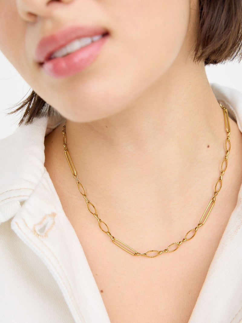 Oliver Bonas gold tone waterproof fine chain necklace, UK version