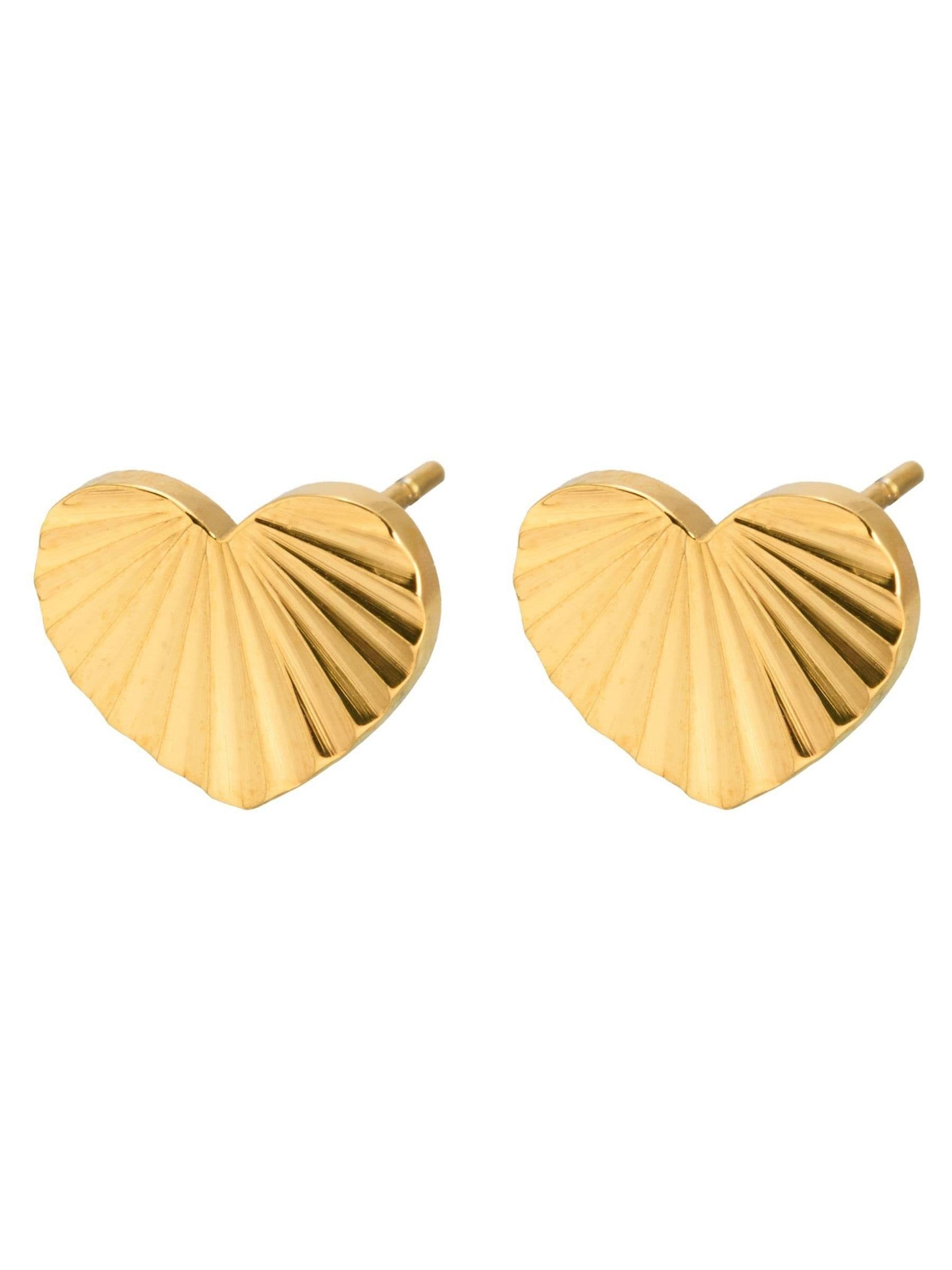 Oliver Bonas gold tone heart stud earrings (British brand)