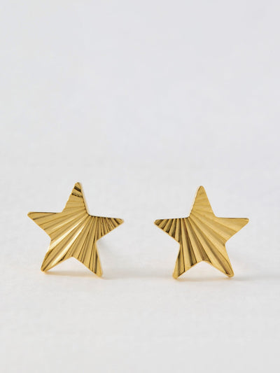 Next Oliver Bonas Novie Gold Tone Waterproof Etched Star Stud Earrings- Buy online at McGrocer