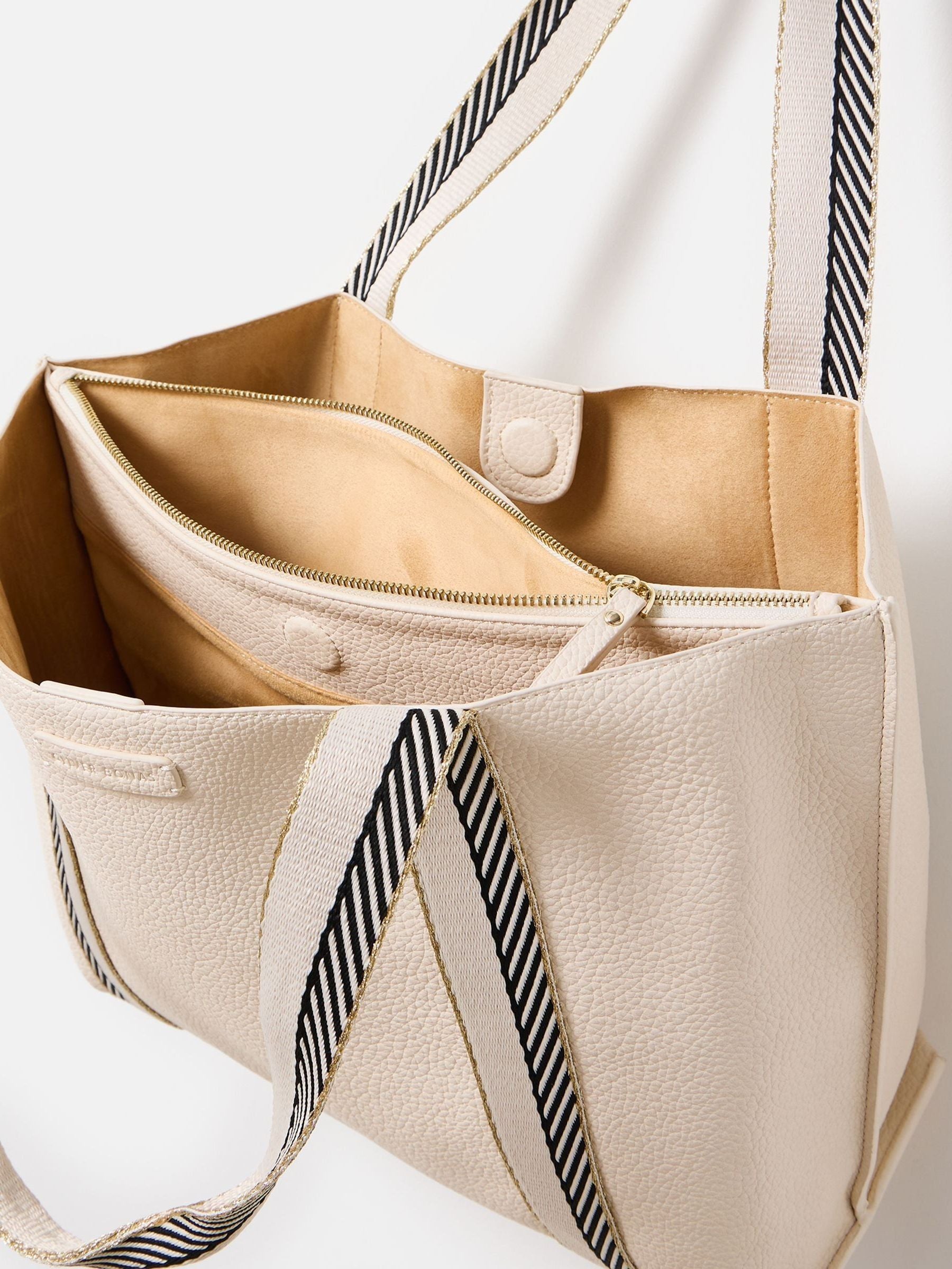 Oliver Bonas cream stripe tote bag accessory, UK version