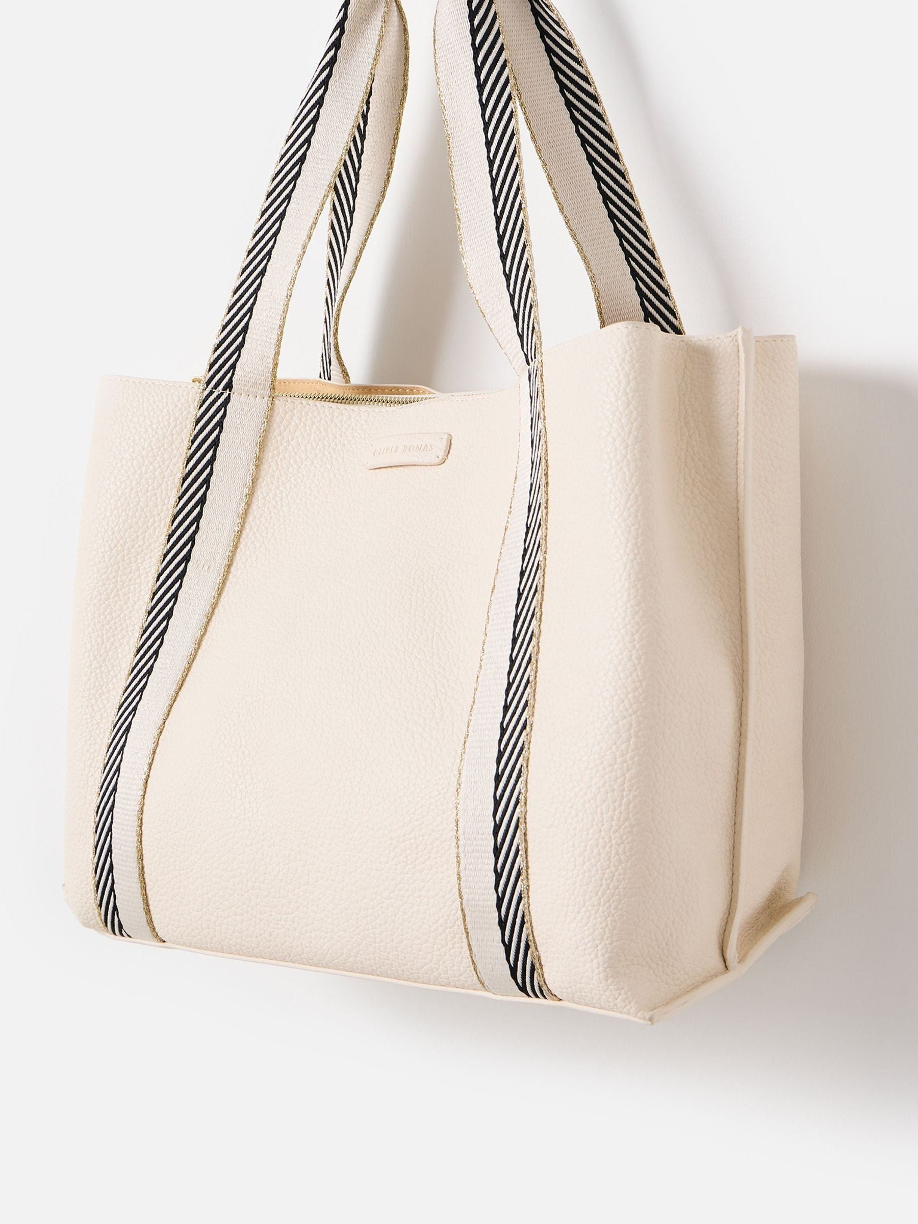 Oliver Bonas cream stripe tote bag accessory, UK version