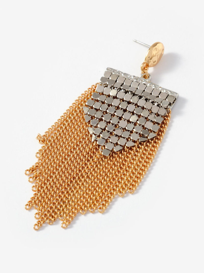 Mint Velvet gold mixed metal fringe earrings, UK version