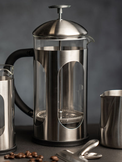 Next SIIP Silver 8 Cup Stainless Steel Glass Cafetiere- Buy online at McGrocer