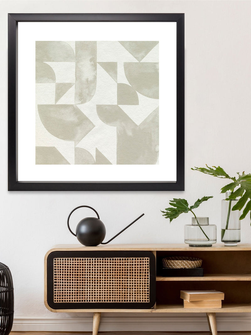 Brookpace Lascelles Grey Stacked Monochrome 2 framed wall art 56cm x 56cm - British product