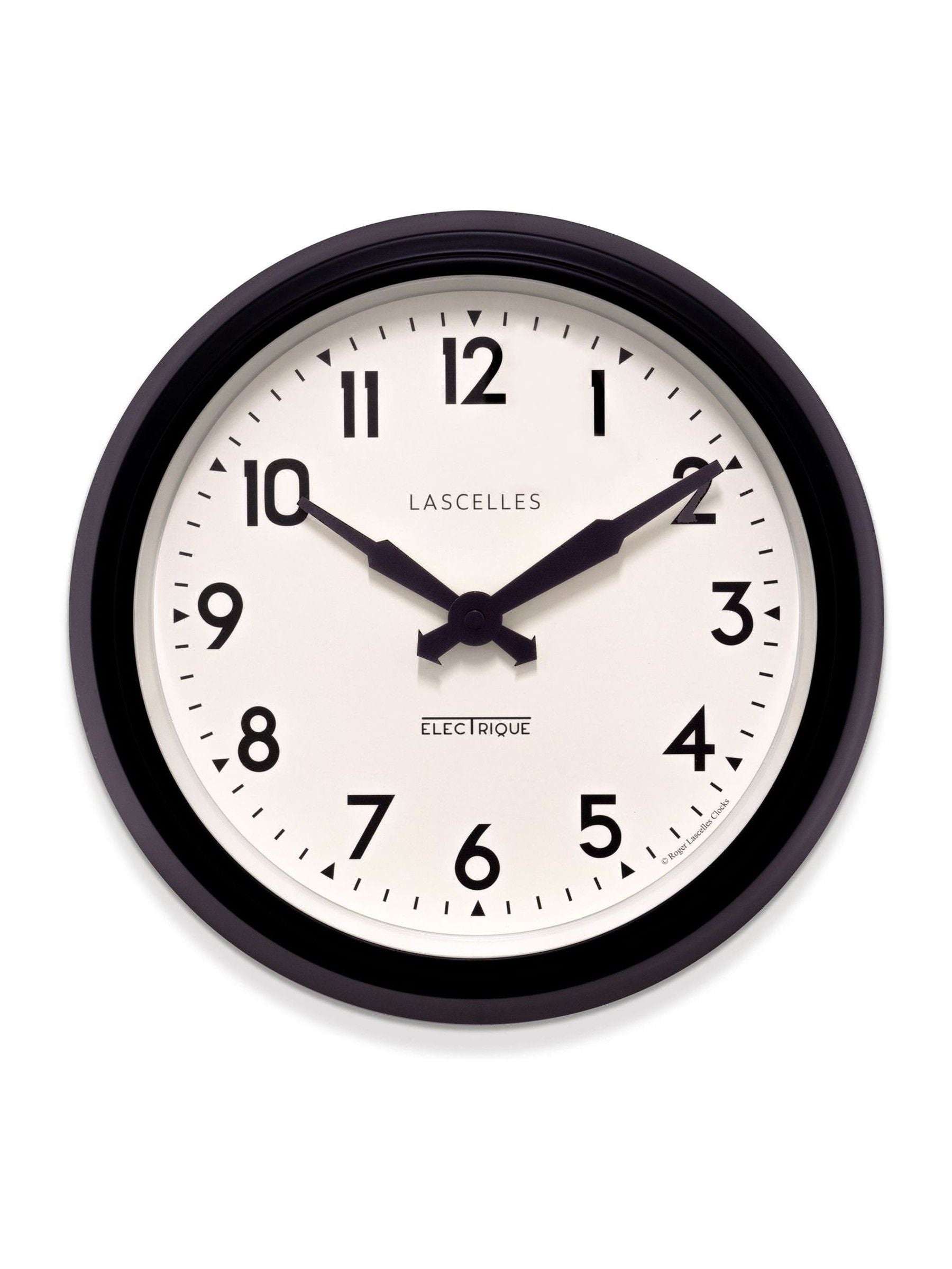 Brookpace Lascelles black retro wall clock 28cm, imported from the UK
