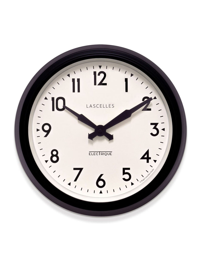 Brookpace Lascelles black retro wall clock 28cm, imported from the UK