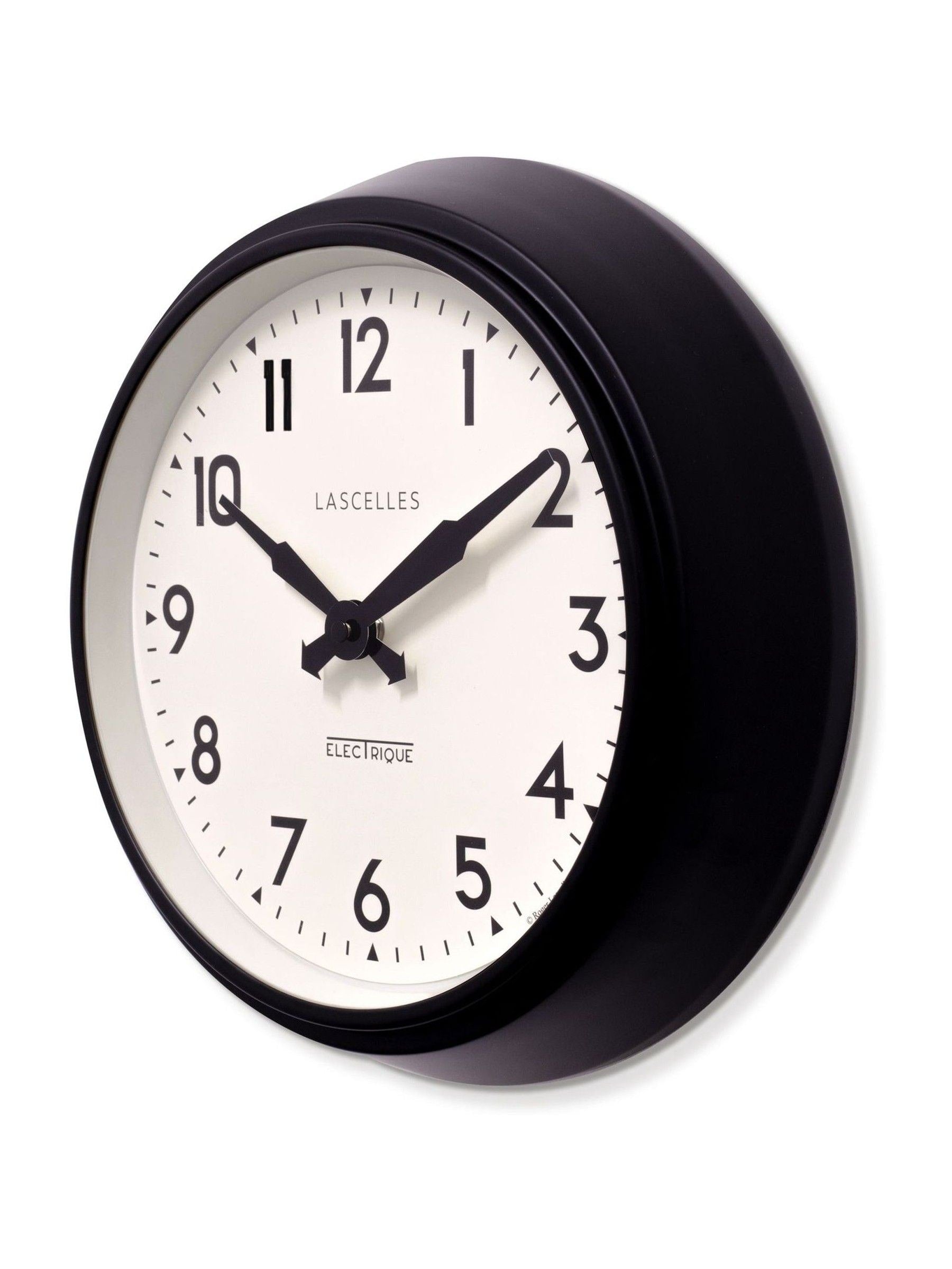 Brookpace Lascelles black retro wall clock 28cm, imported from the UK