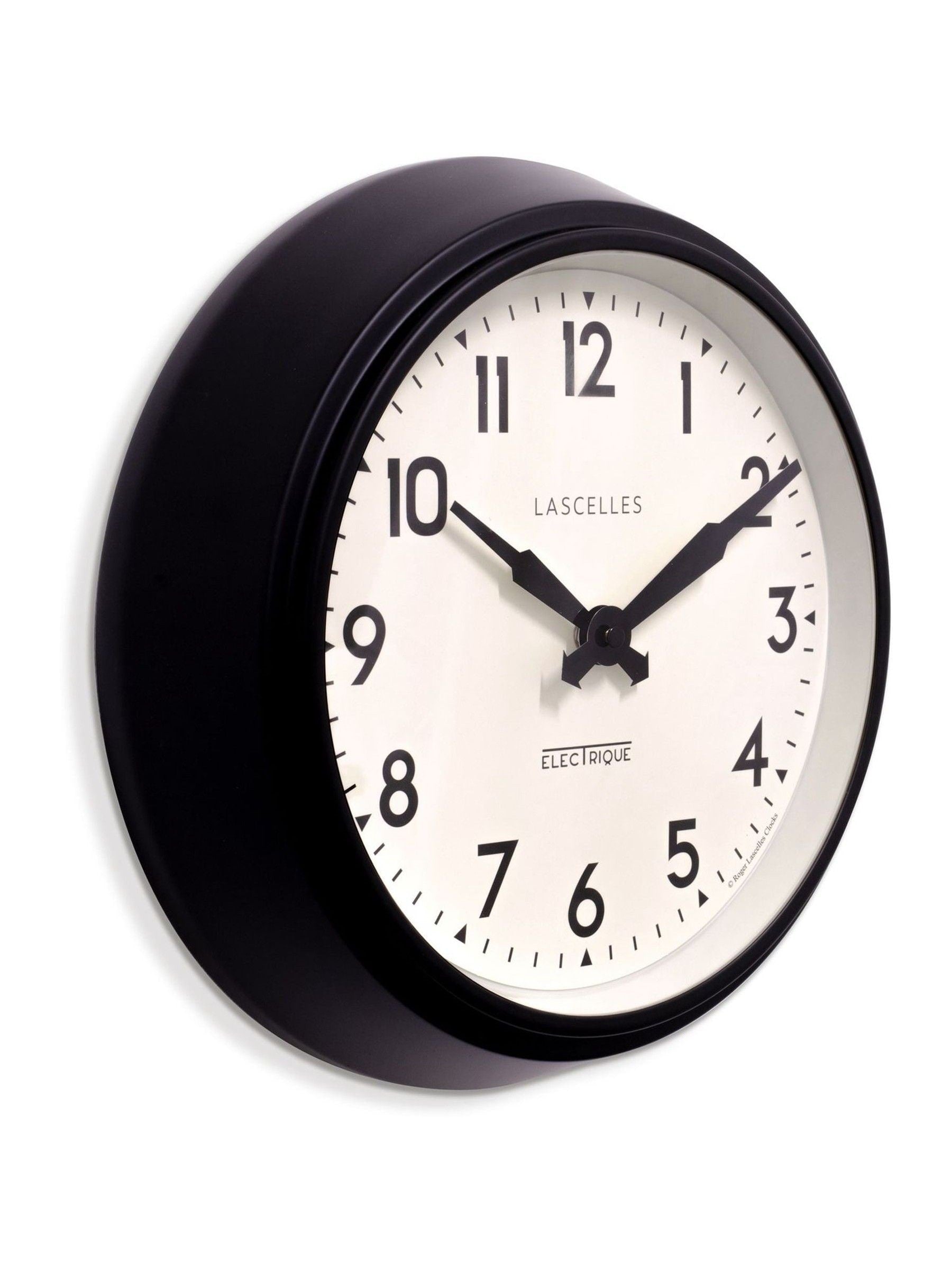 Brookpace Lascelles black retro wall clock 28cm, imported from the UK