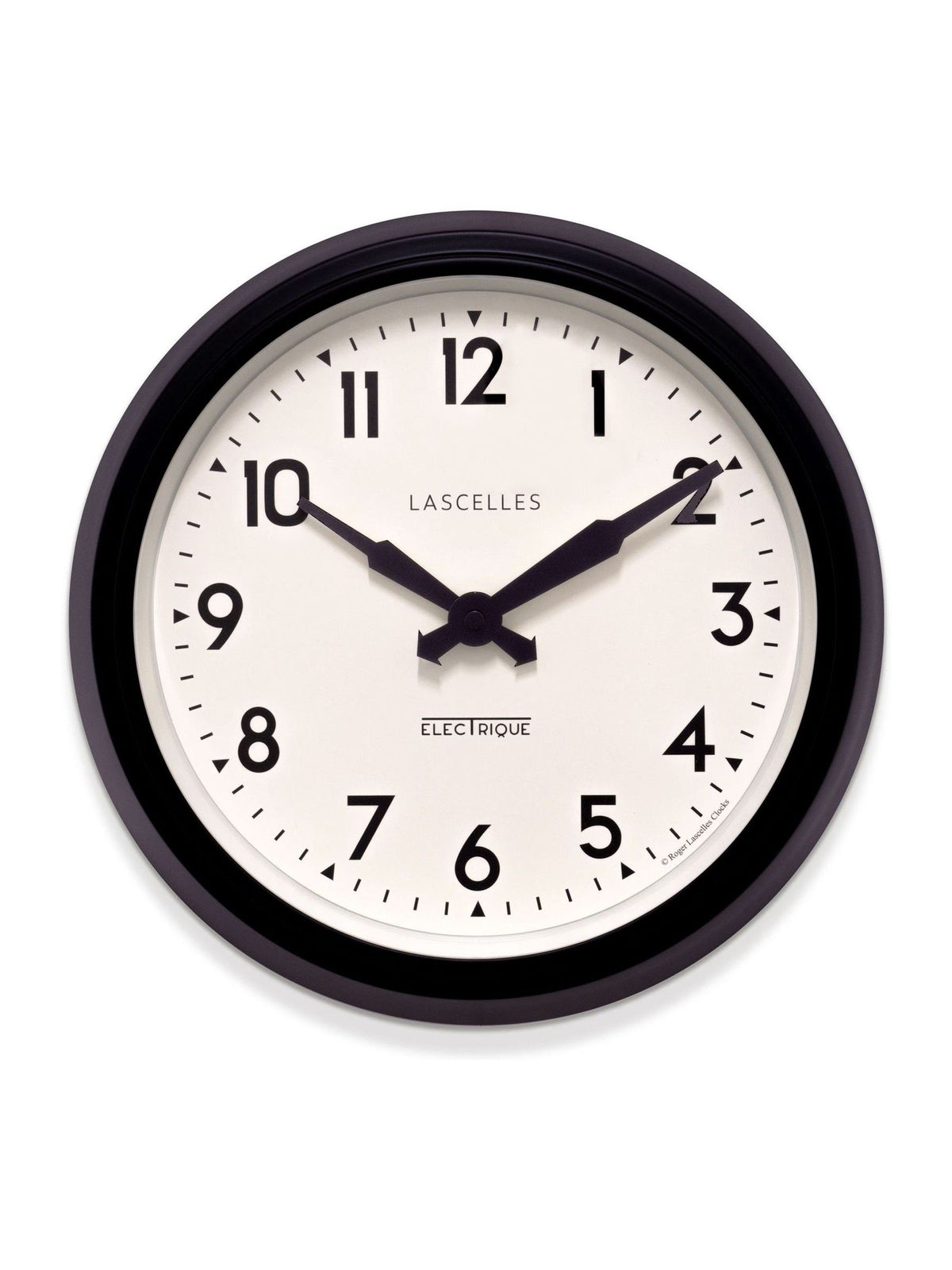 Brookpace Lascelles black retro wall clock 28cm, imported from the UK
