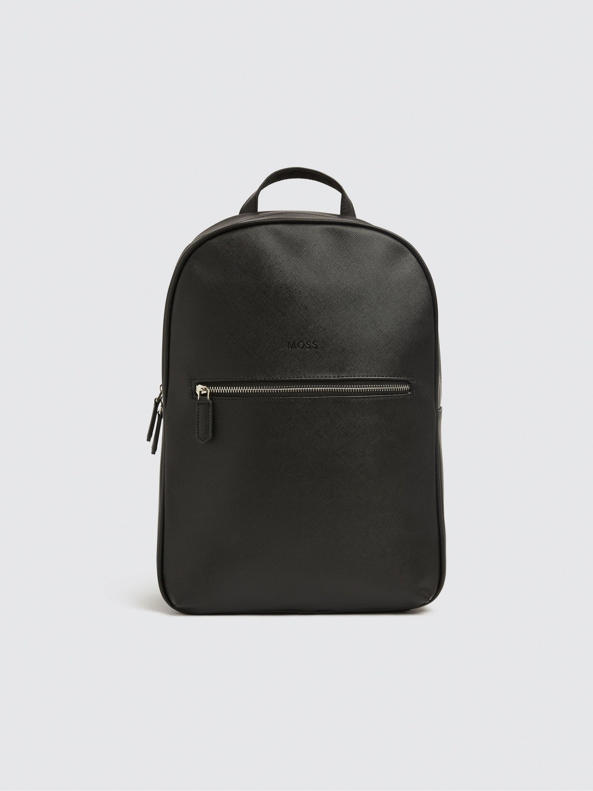 MOSS Schwarzer Saffiano Kunstleder Rucksack - Britisches Produkt