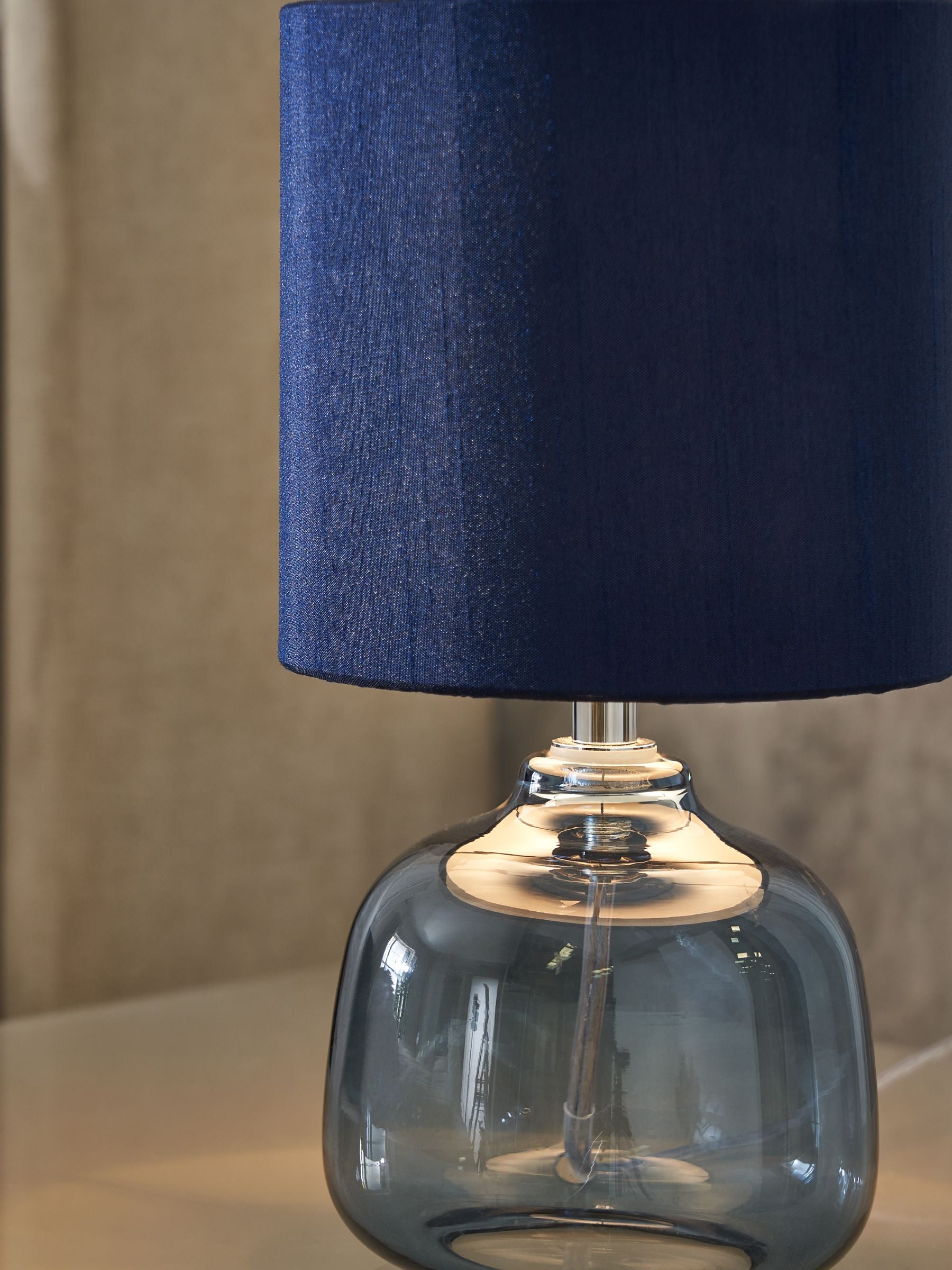 Connor navy blue bedside table lamp 24.5cm tall, UK version