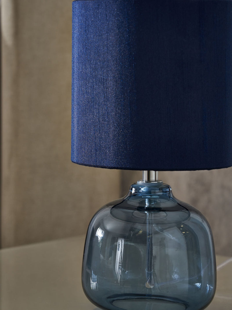 Connor navy blue bedside table lamp 24.5cm tall, UK version