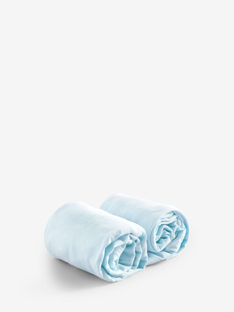 White 100% cotton jersey baby fitted sheets 2 pack, imported from the UK