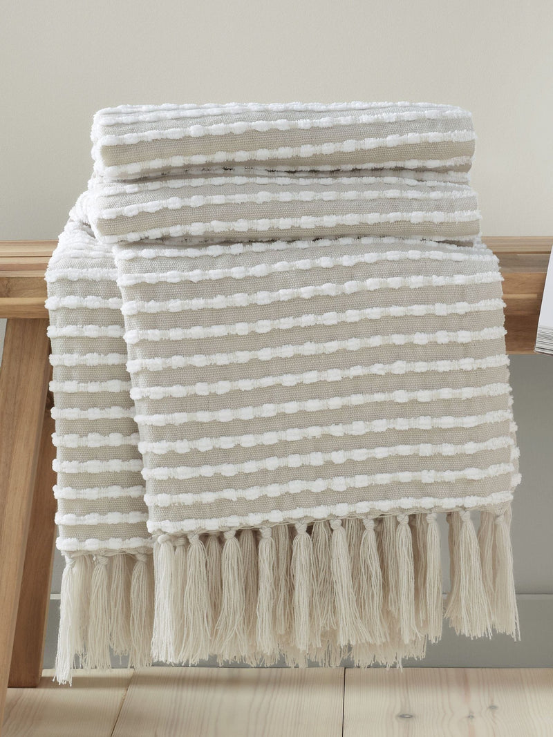 Catherine Lansfield Natural Stab Stitch Throw 150x125cm (British brand)