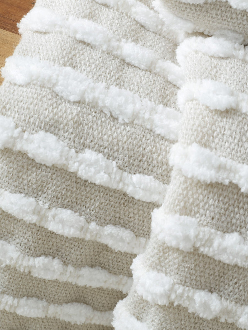 Catherine Lansfield Natural Stab Stitch Throw 150x125cm (British brand)