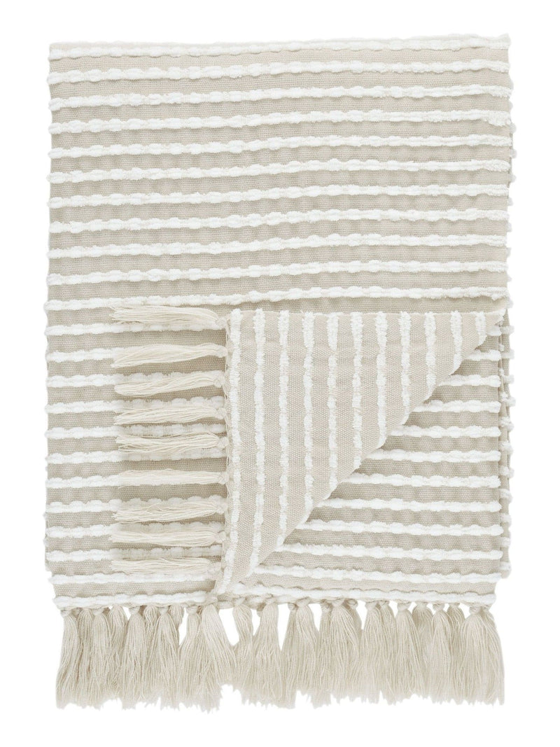 Catherine Lansfield Natural Stab Stitch Throw 150x125cm (British brand)