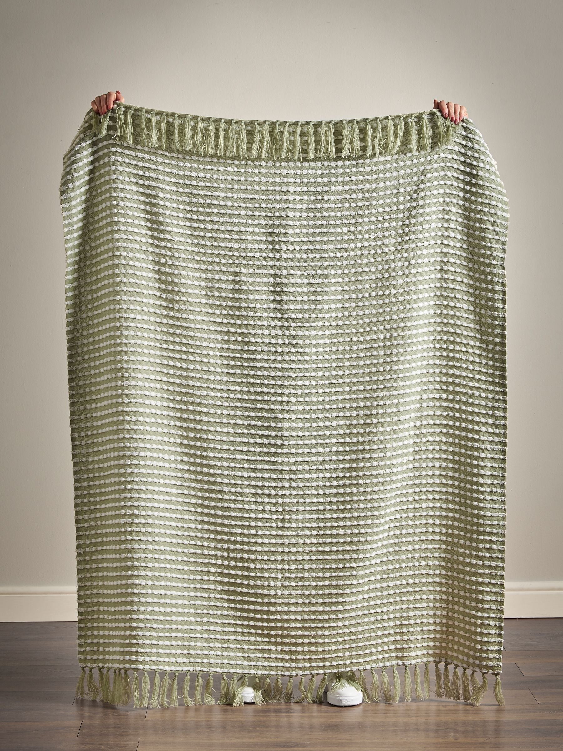 Catherine Lansfield Green Stab Stitch Throw