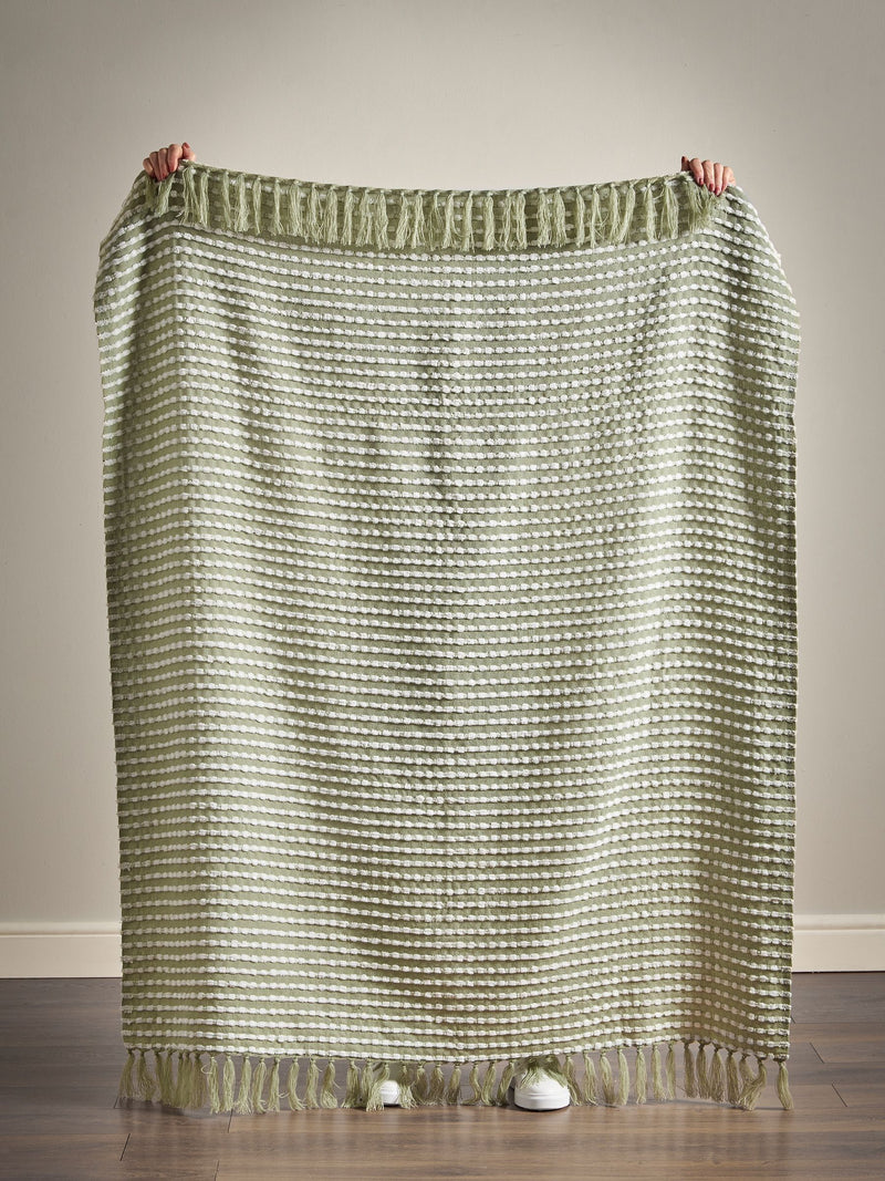 Catherine Lansfield Green Stab Stitch Throw