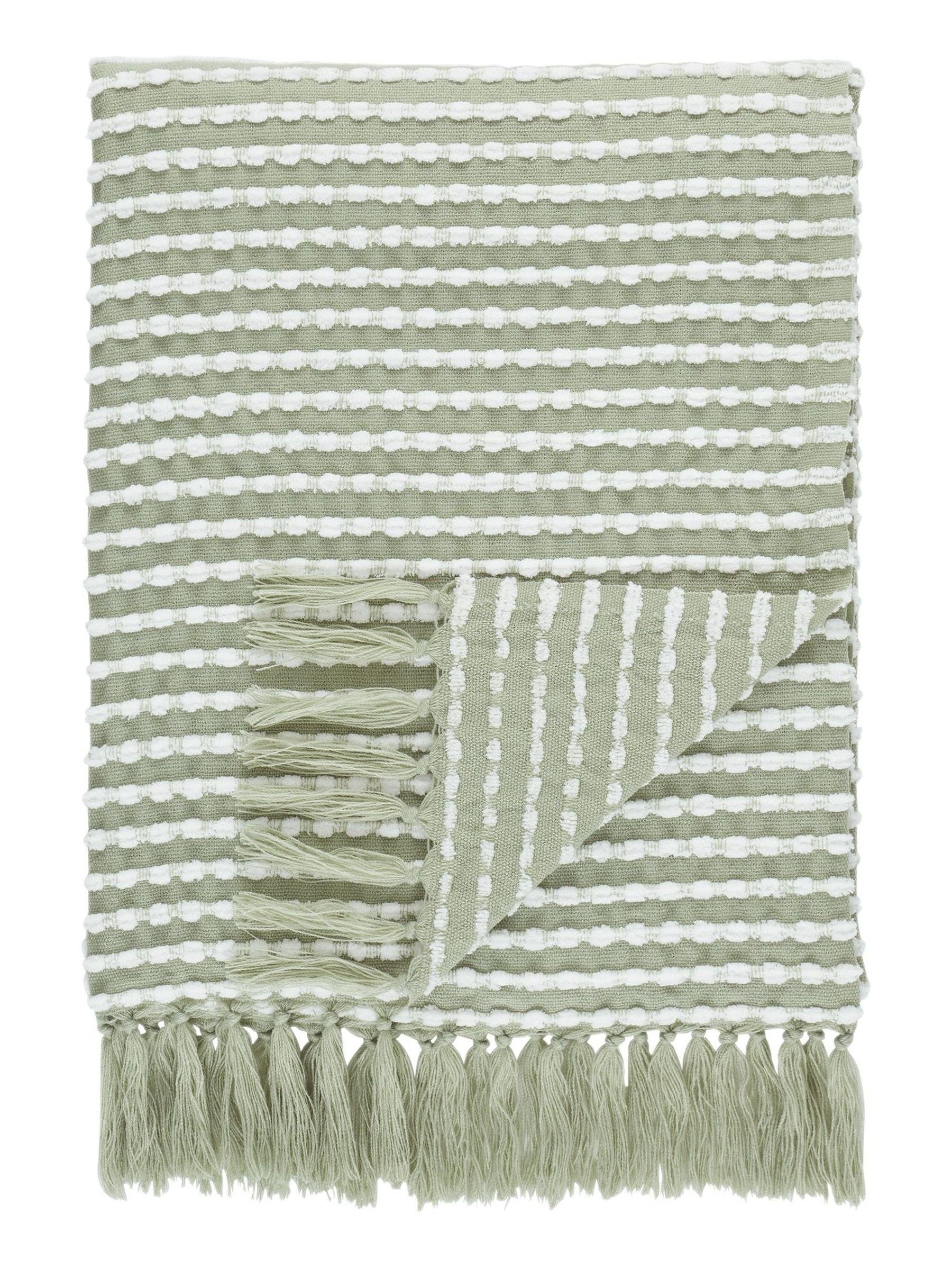 Catherine Lansfield Green Stab Stitch Throw