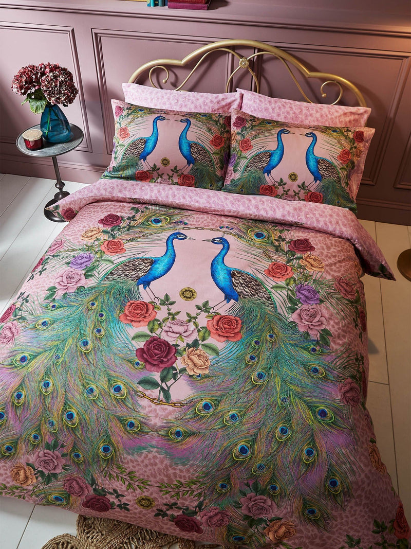 Matthew Williamson Pink Xanadu Peacock duvet cover set, imported from the UK