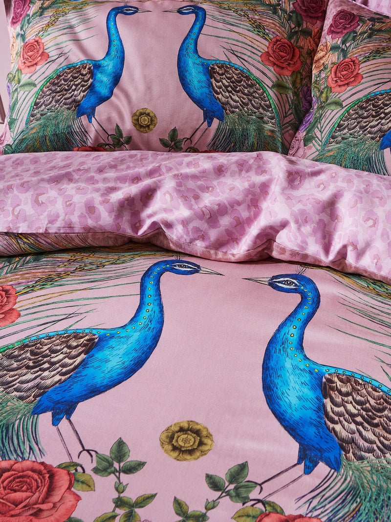 Matthew Williamson Pink Xanadu Peacock duvet cover set, imported from the UK