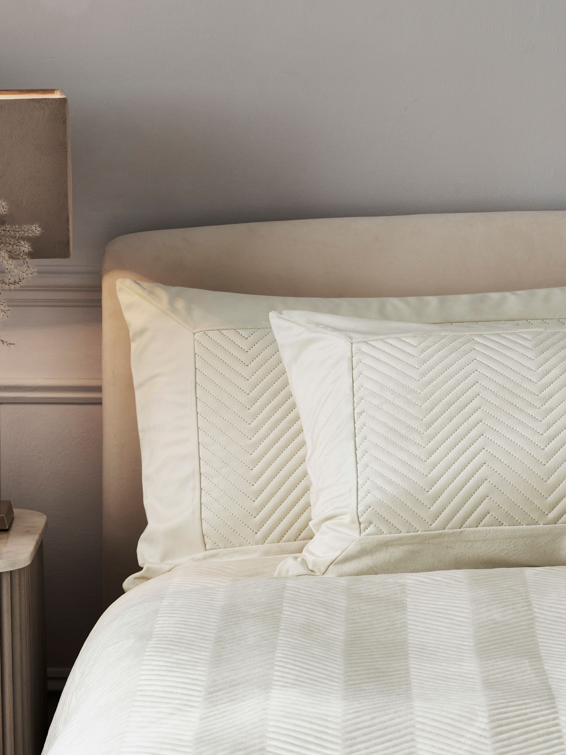 Natural cream velvet duvet cover set, imported from the UK