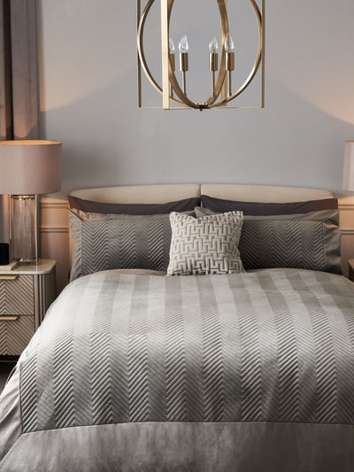 Next Madison Charcoal Grey Quilted Velvet Duvet Cover and Pillowcase Set- Buy online at McGrocer