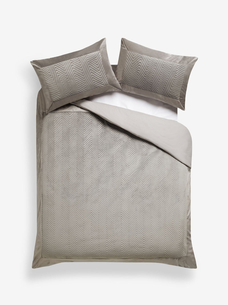 Madison charcoal grey quilted velvet duvet cover and pillowcase set - British product