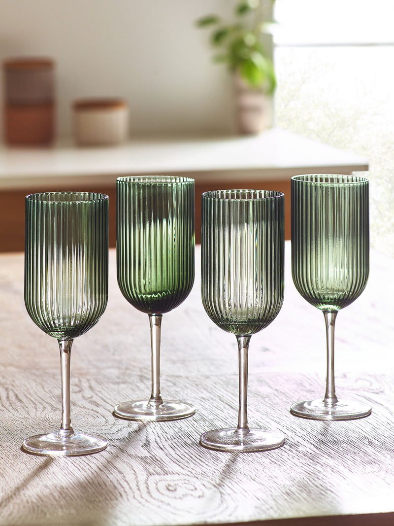 Green Hollis Glassware Wine Glasses