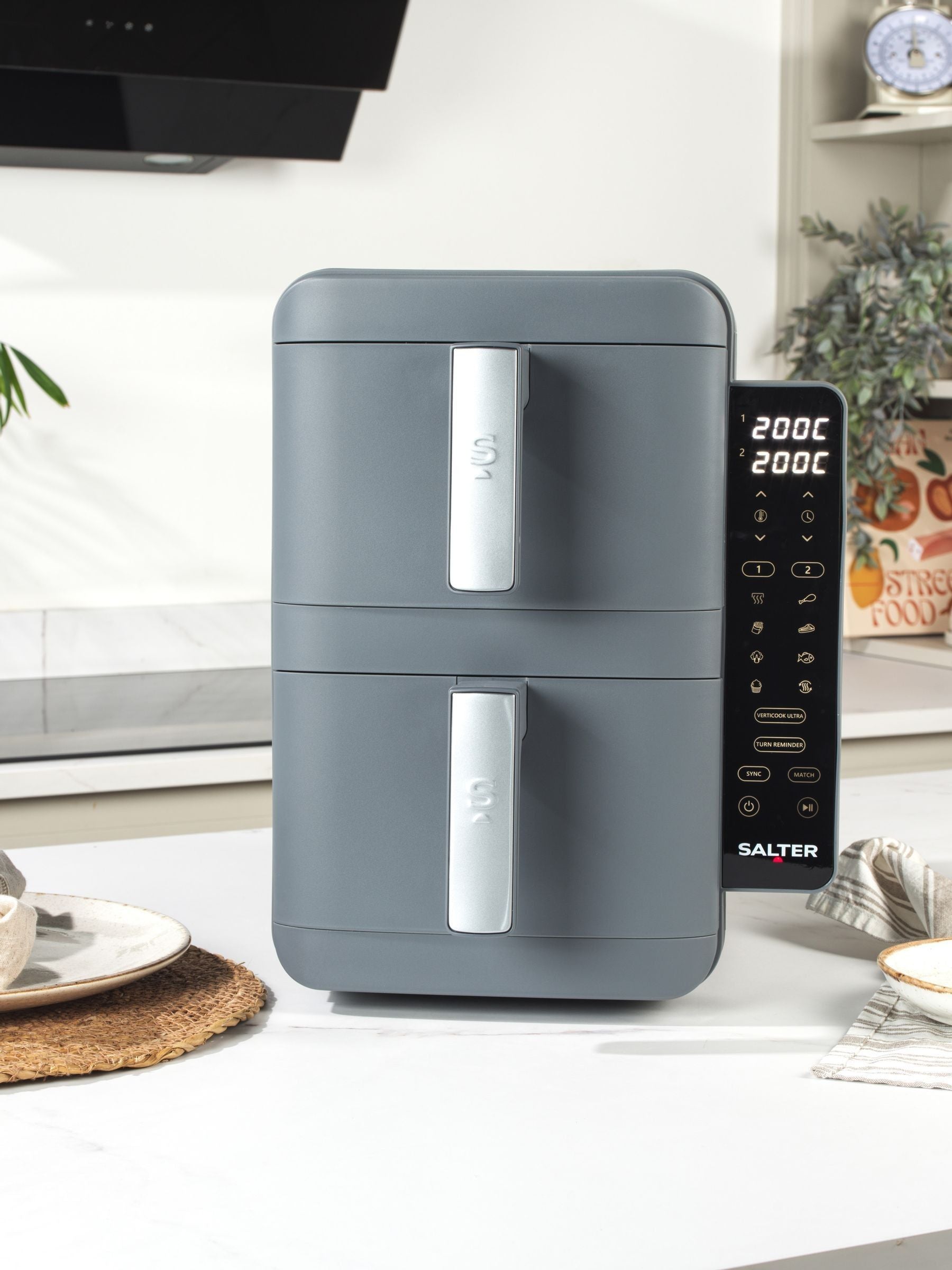 Salter grey stackable air fryer 9L, UK version