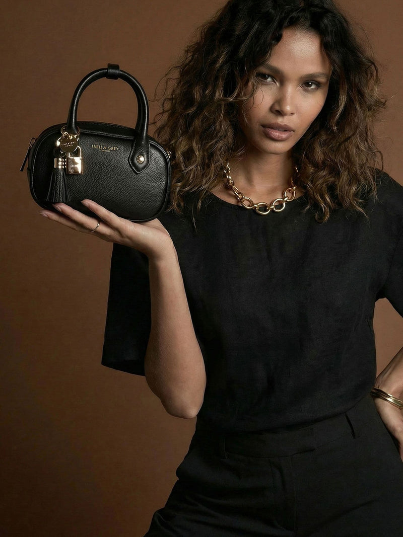 Luella Grey Ruthanna Mini Bowler Handbag in Tan Brown