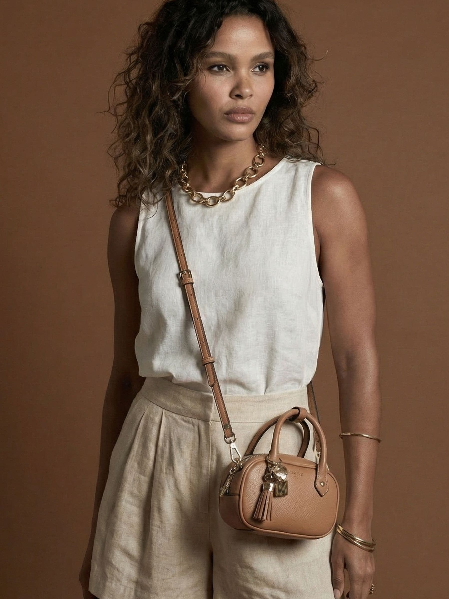 Luella Grey Ruthanna Mini Bowler bag tan brown - British product