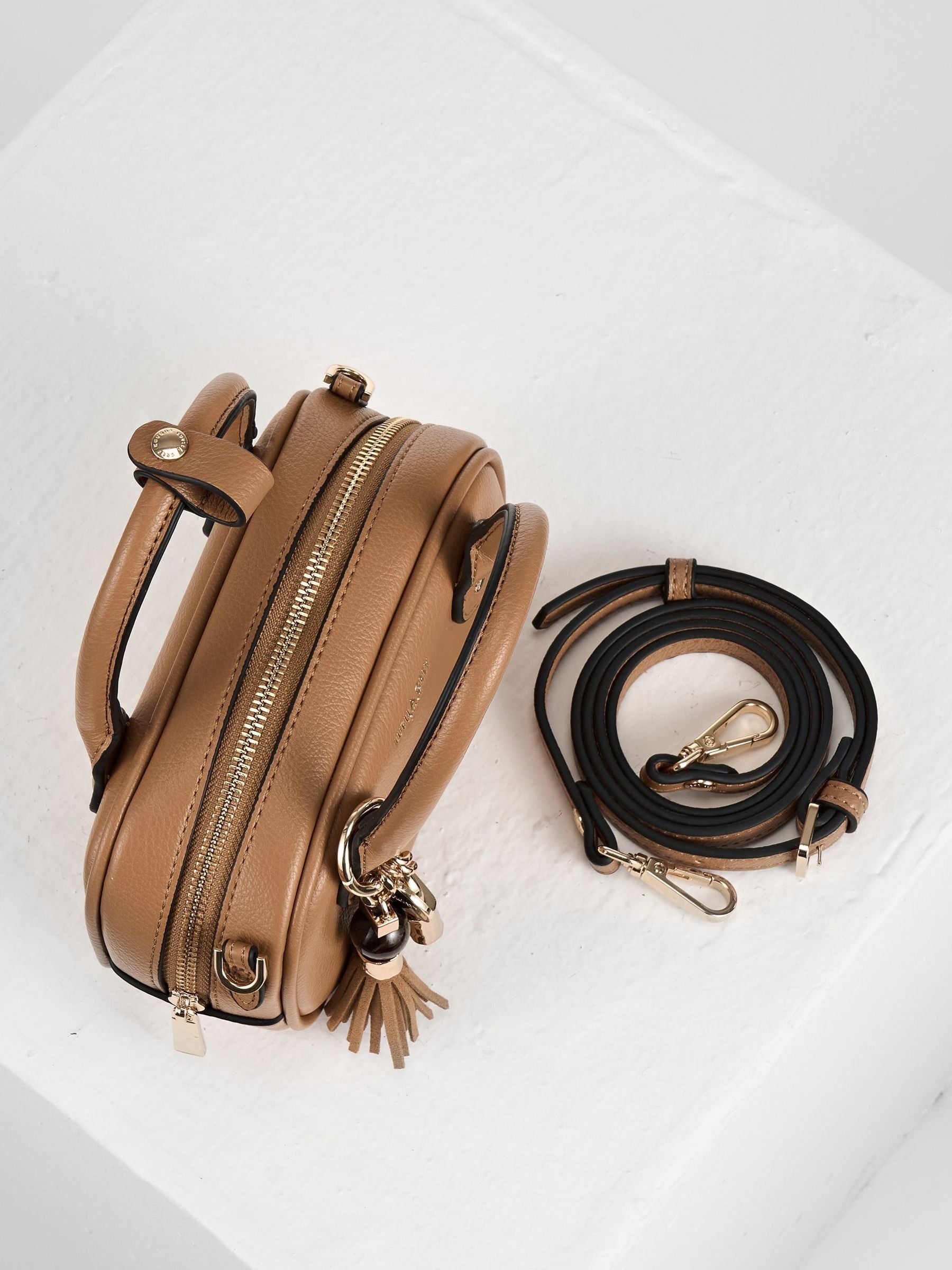 Luella Grey Ruthanna Mini Bowler bag tan brown - British product