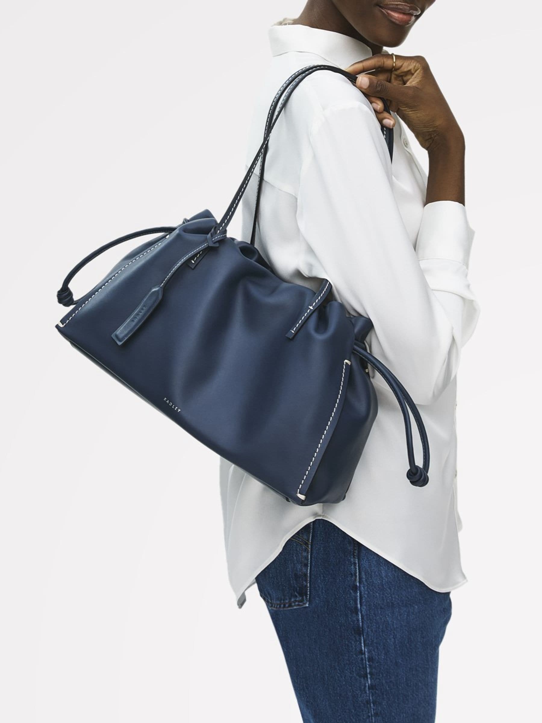Radley Navy Blue The Roxburgh Large Drawstring Shoulder Bag