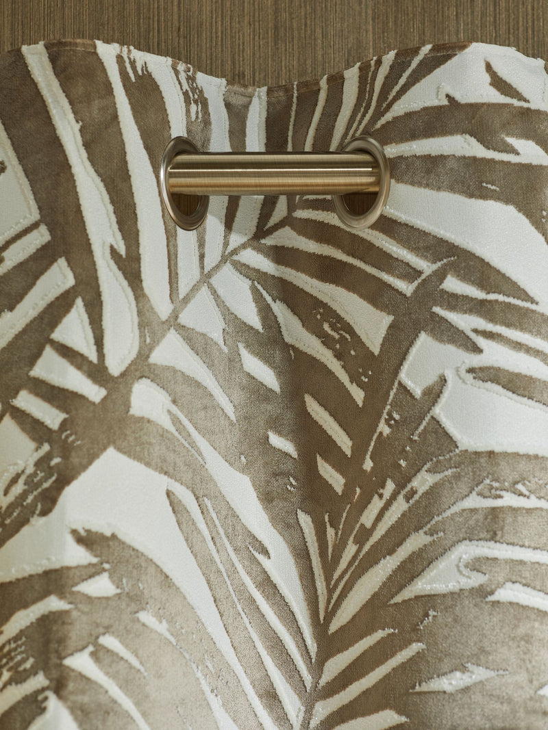 Natural Collection velvet palm leaf eyelet curtains, UK version