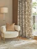Natural Collection velvet palm leaf eyelet curtains, UK version
