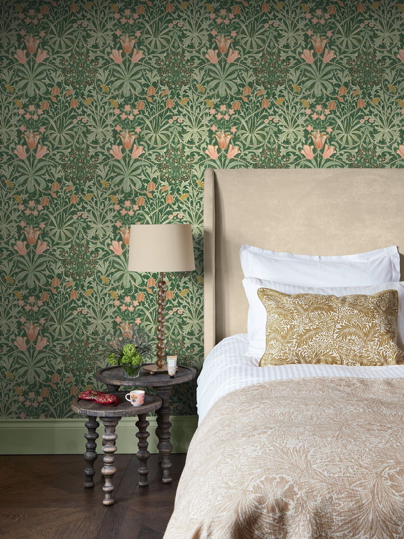 William Morris At Home Peony and Sage Woodland Weeds Wallpaper Sample A4
