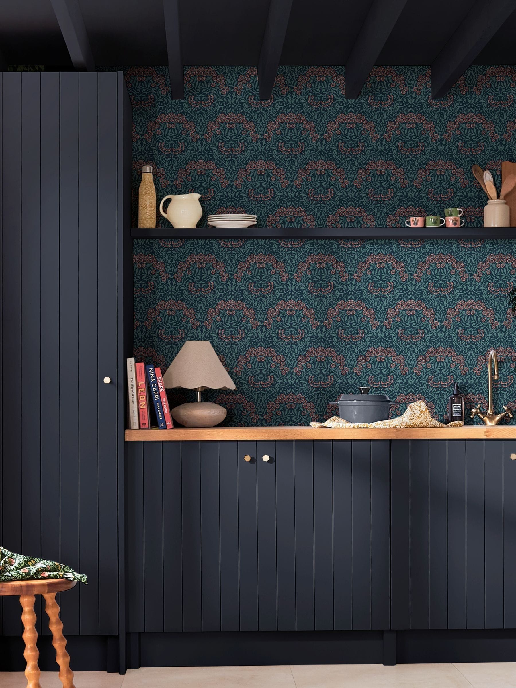 William Morris At Home Peony and Sage Michaelmas Daisy A4 Wallpaper Sample