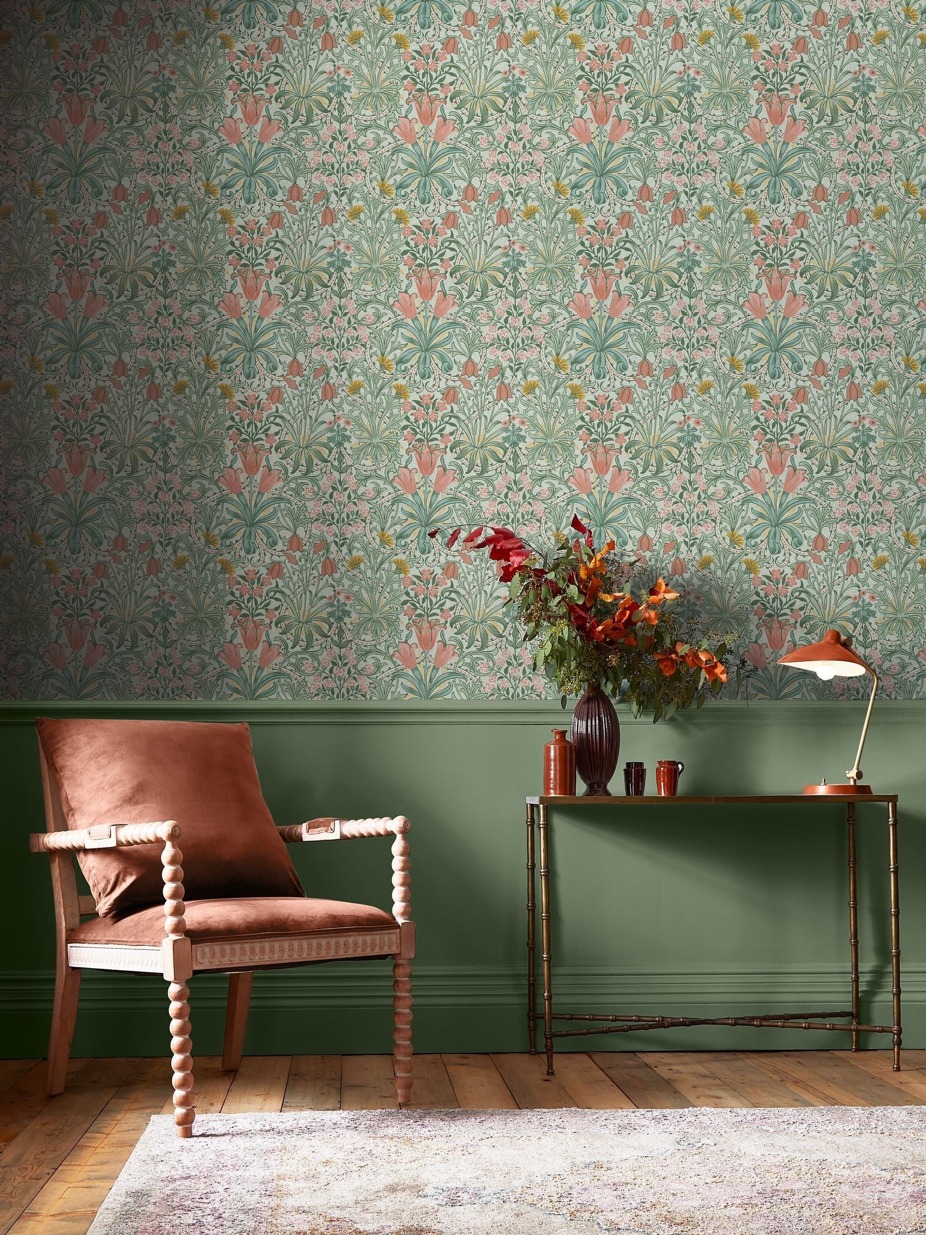 William Morris At Home Peony and Sage Woodland Weeds Wallpaper Sample A4