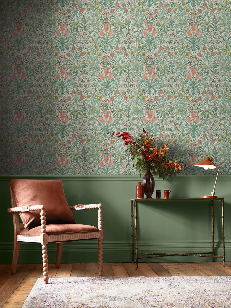 William Morris At Home Peony and Sage Woodland Weeds Wallpaper Sample A4